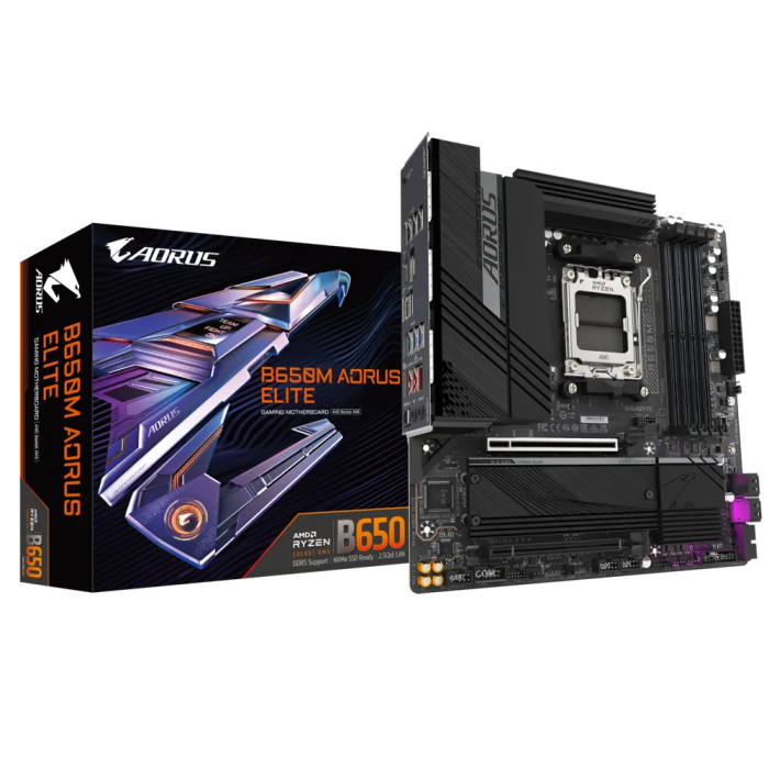 GIGABYTE B650M AORUS ELITE, DDR5, SATA3, USB3.2Gen2x2, DP, 2.5GbE, AM5 mATX