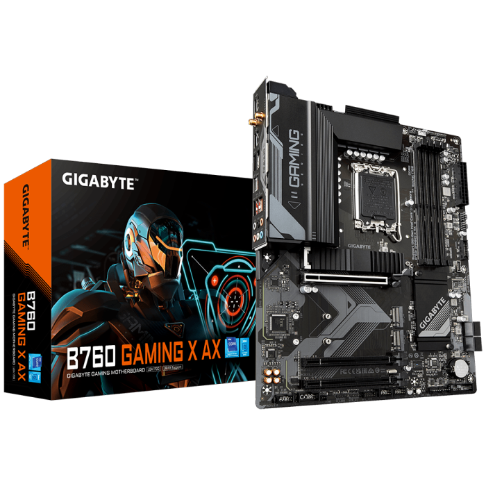 GIGABYTE B760 GAMING X AX, DDR5, SATA3, USB3.2Gen2, DP, WiFi 6E, LGA1700 ATX.