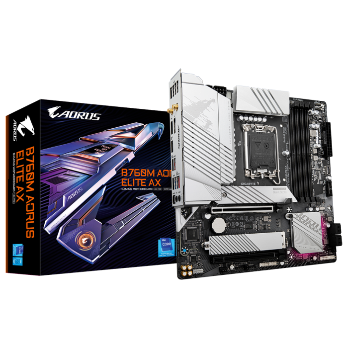 GIGABYTE B760M AORUS Elite AX, DDR5, SATA3, USB3.2Gen2x2, DP, WiFi 6E, LGA1700 mATX