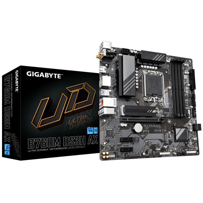 GIGABYTE B760M DS3H AX, DDR5, SATA3, USB3.2Gen2, DP, WiFi 6E, LGA1700 mATX