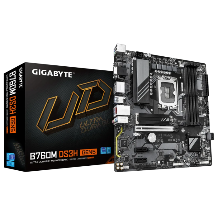 GIGABYTE B760M DS3H GEN5, DDR5, SATA3, USB3.2Gen2, DP, LGA1700 mATX