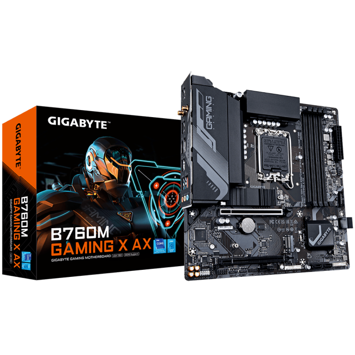 GIGABYTE B760M GAMING X AX, DDR5, SATA3, USB3.2Gen2, DP, 2.5GbE, WiFi 6E, LGA1700 mATX