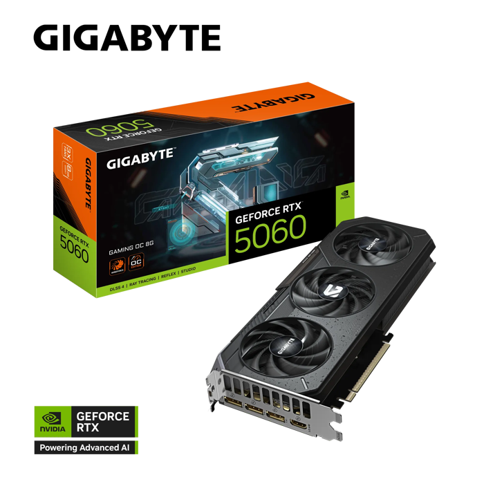 GIGABYTE GIFORTE GEFORCE RTX 5060 GAMING OC 8G, 8GB GDDR7, PCI-E 5.0