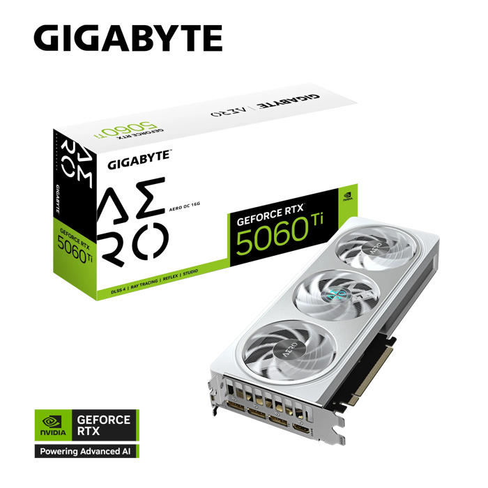 GIGABYTE GIGABYTE GEFORCE RTX 5060 TI AERO OC 16G, 16GB GDDR7, PCI-E 5.0