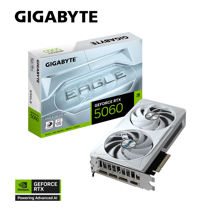 GIGABYTE GIGYTE GEFORCE RTX 5060 EAC OC ICE 8G, 8GB GDDR7, PCI-E 5.0