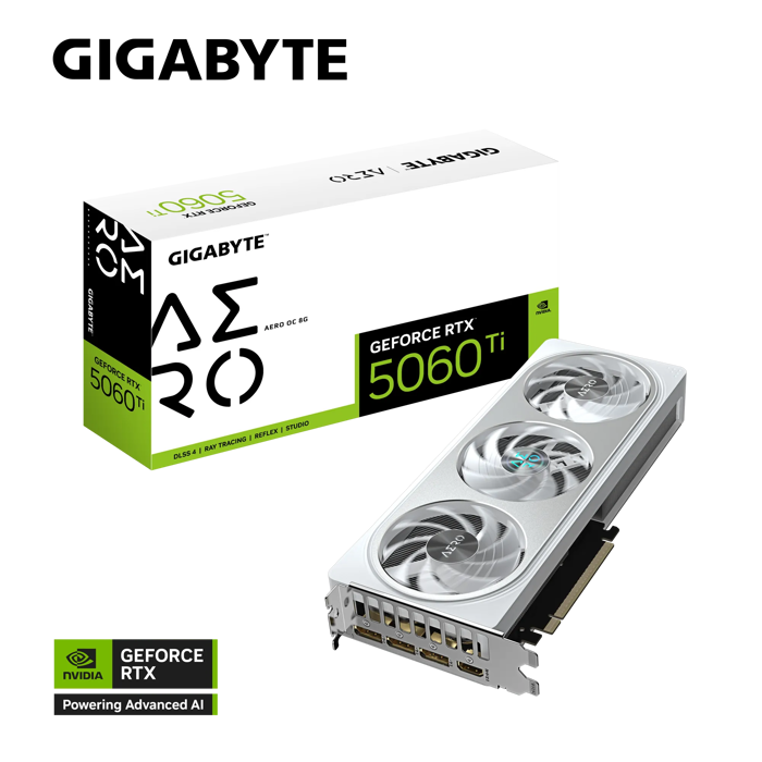GIGABYTE GIGYTE GEFORCE RTX 5060 TI AERO OC 8G, 8GB GDDR7, PCI-E 5.0