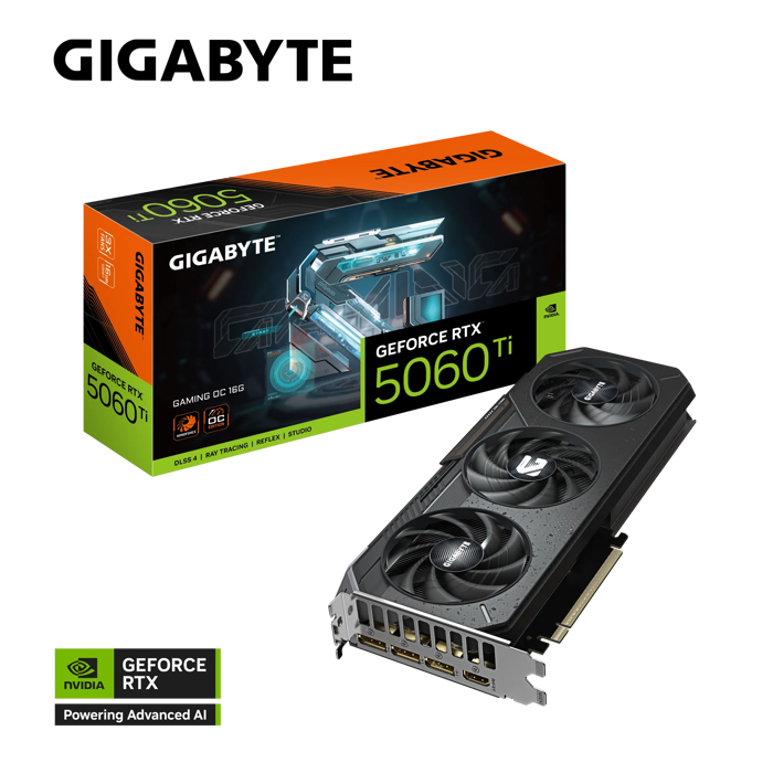 GIGABYTE GIGYTE GEFORCE RTX 5060 TI GAMING OC 16G, 16GB GDDR7, PCI-E 5.0