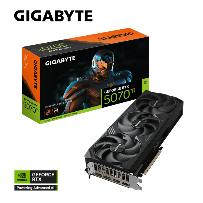 GIGABYTE GIGYTE GEFORCE RTX 5070 TI WINDFORCE OC SFF 16G, 16GB GDDR7, PCI-E 5.0