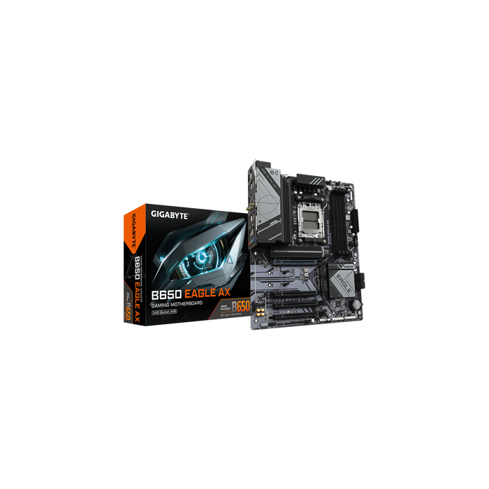 GIGABYTE MB B650 EAGLE AX (AM5, 4xDDR5 128, 1x PCI-E 4.0 x16x16, 3x PCI-E 3.0 x16x1, 4x SATA, 3x M.2 PCIe 4.0, 1xHDMI, 1xDP, 2.5GbE LAN, ATX, Retail)