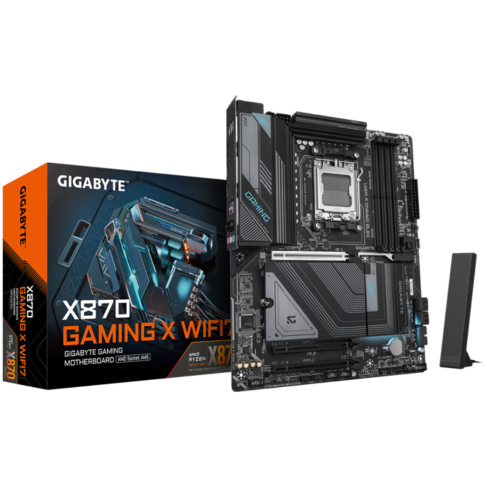 GIGABYTE MB X870 GAMING X WIFI7 (AM5, 4x DDR5 256GB, 1x PCIe 5.0 x16x16, 2x PCIe 3.0 x16x1, 1x M.2 PCIe 5.0, 2x M.2 PCIe 4.0, 4x SATA, 2x USB4 Type-C, 1x USB 3.2 Gen2, 3x USB 3.2 Gen1, 4x USB 2.0, 1x 
