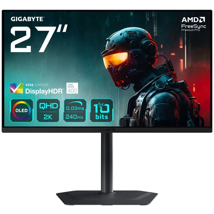 GIGABYTE MO27Q2, 27 Zoll Gaming Monitor, 240Hz, OLED, FreeSync Premium Pro-MO27Q2 EK