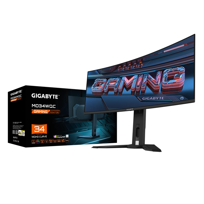 Gigabyte Mo34WQC 34 "OLED GAMING WQHD MONITOR, 3440 X 1440, 0.03MS, 175Hz, HDR TRUE BLACK