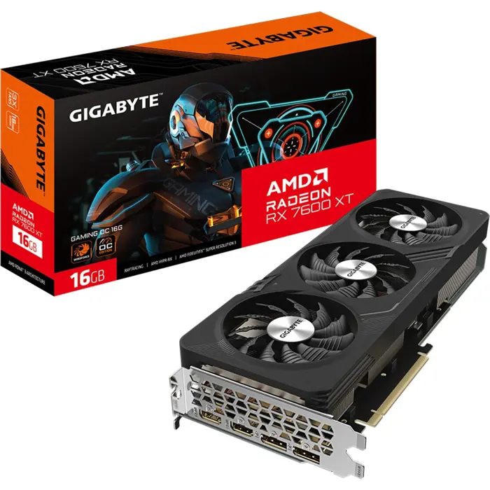 GIGABYTE Radeon RX 7600 XT GAMING OC 16G, Graphic card (RDNA 3, GDDR6, 2x DisplayPort, 2x HDMI 2.1)