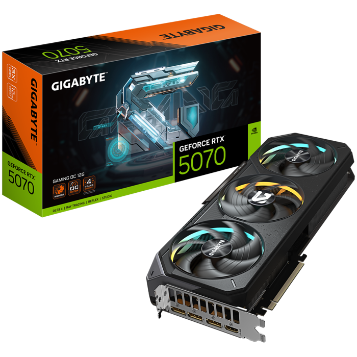 GIGABYTE Video Card NVIDIA GeForce RTX 5070 GAMING OC 12G (12GB GDDR7/192bit, PCI-E 5.0, Recommended PSU 750W, 16Pin Power connector, 3x DP, 1x HDMI)