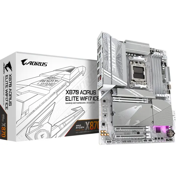 GIGABYTE X870 AORUS ELITE WIFI7 ICE - Socket AM5 - motherboard (silver)