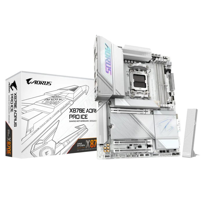 Gigabyte X870E AORUS PRO ICE, DDR5, SATA3, USB4, DP, 2.5GBE, WIFI 7, AM5 ATX