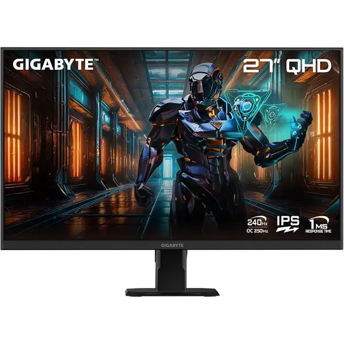 GIGAYBTE Gaming Monitor GS27Q X, 27" SS IPS, 2560 x 1440 (QHD), 240 Hz/OC 250Hz, 300 cd/m2 (TYP), 1ms (MPRT), HDR Ready, 2 x HDMI 2.0, 1x DP 1.4, 1x Earphone Jack,