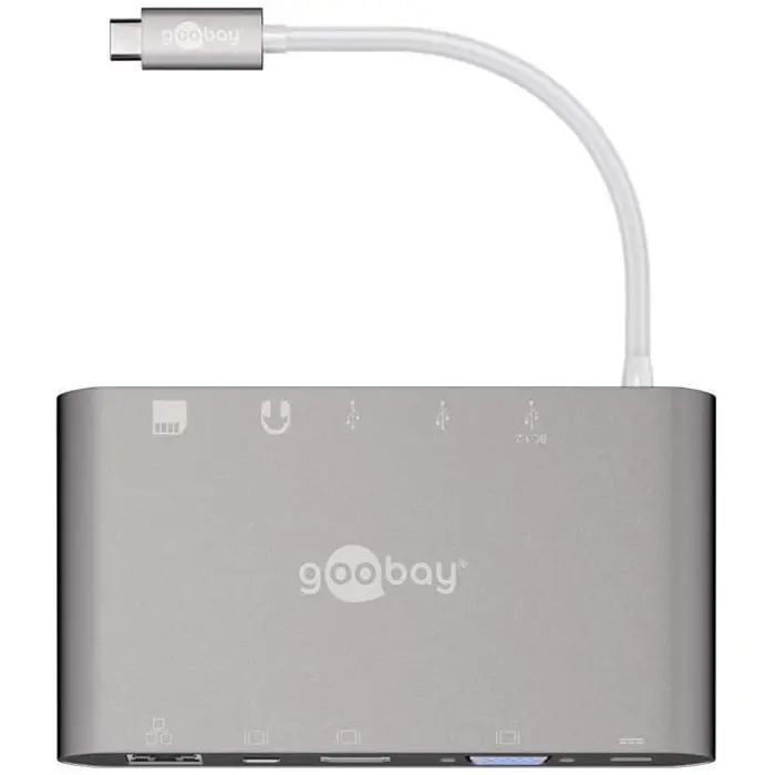 goobay 62113 interface hub USB 3.2 Gen 1 (3.1 Gen 1) Type-C 5000 Mbit/s Silver, Card reader