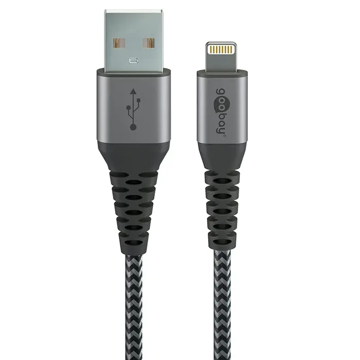 Goobay cable Lightning textile grey / silver 0.5m - 49267