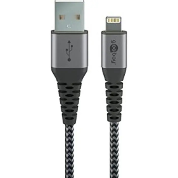 Goobay cable Lightning textile grey / silver 1,0m - 49268