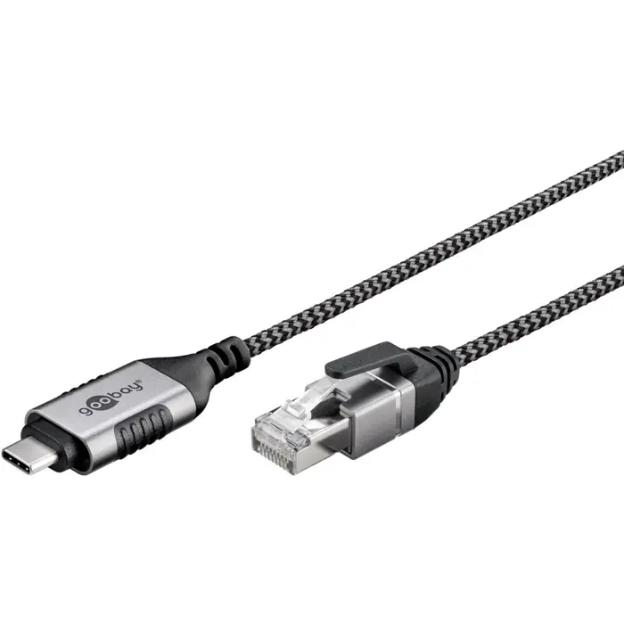 Goobay Ethernet adapter cable USB-C 3.2 Gen2 > RJ-45 (black/grey, 3 meters)