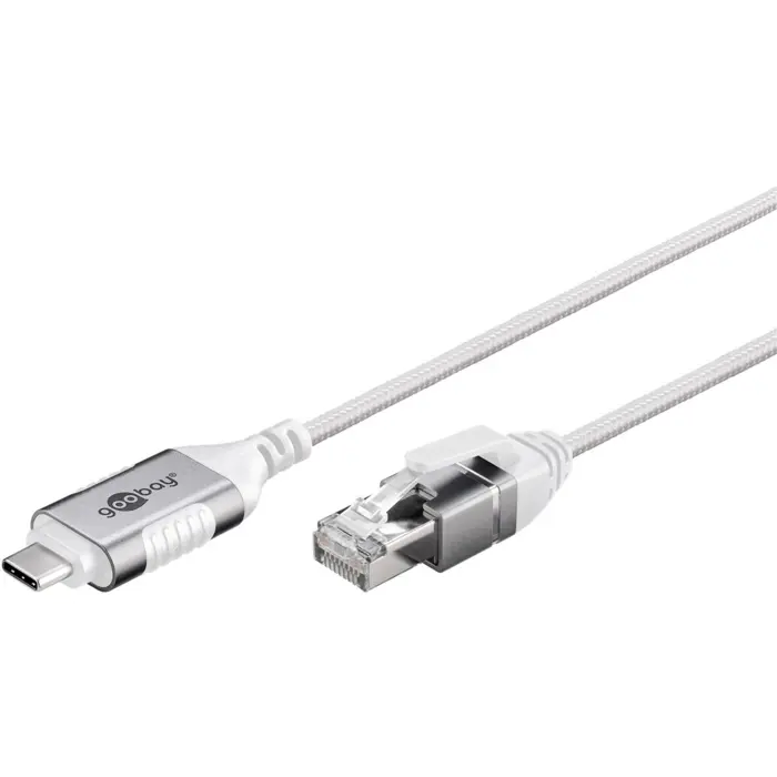 goobay Ethernet adapter cable USB-C 3.2 Gen2 > RJ-45, Slim (white, 1 meter)