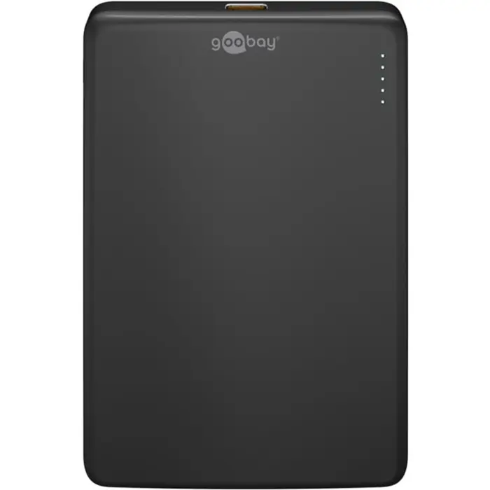Goobay Magnetic Wireless Power Bank 5,000 mAh (black, 5 Ah, 1x USB-C + charging pad, Power Delivery)