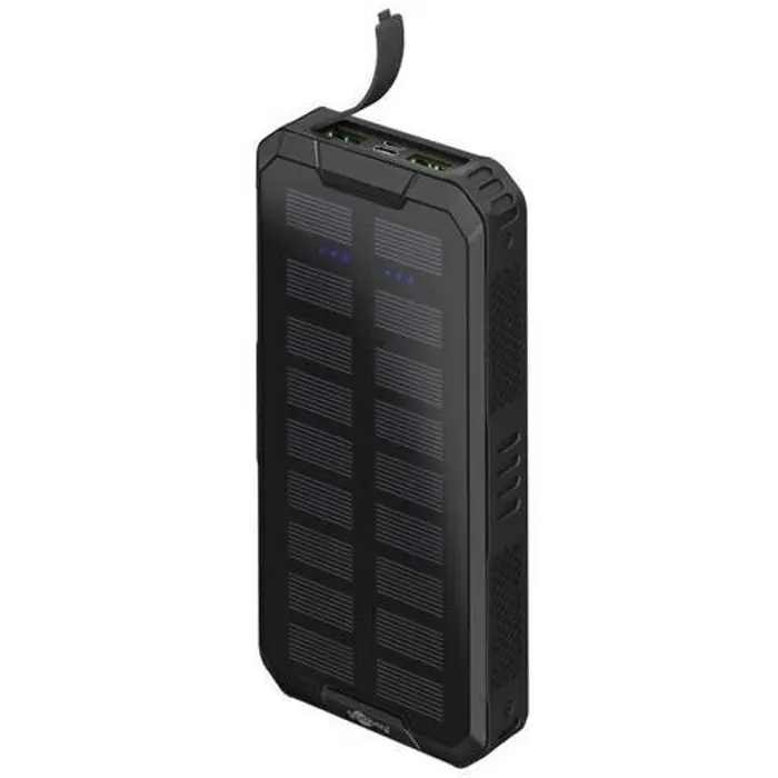 Goobay Outdoor fast charging power bank with solar (black, USB-C PD, QC 3.0, 20,000 mAh)