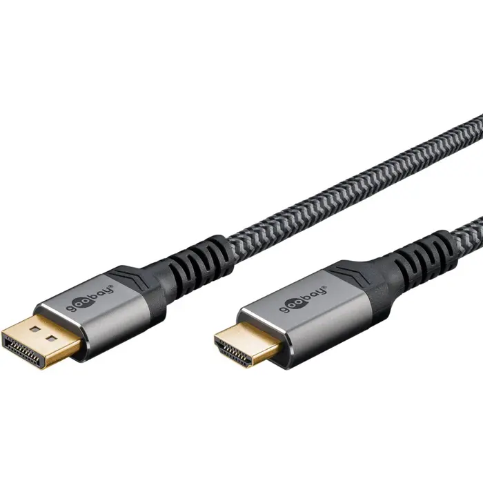 goobay Plus DisplayPort > HDMI adapter cable, 4K @ 60Hz (gray, 5 meters)