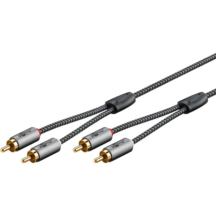 goobay Plus stereo RCA cable (black/silver, 5 meters)