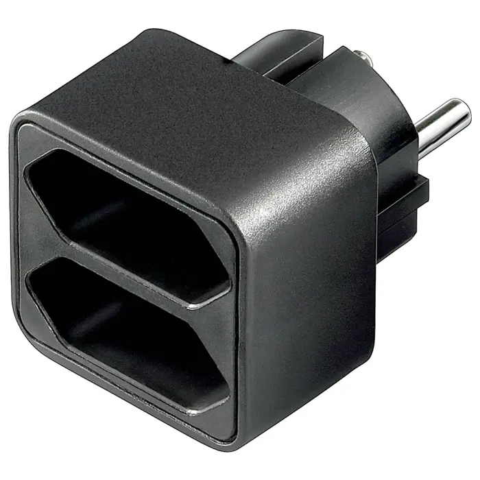 goobay Stromadapter 1Schuko->2Euro black black