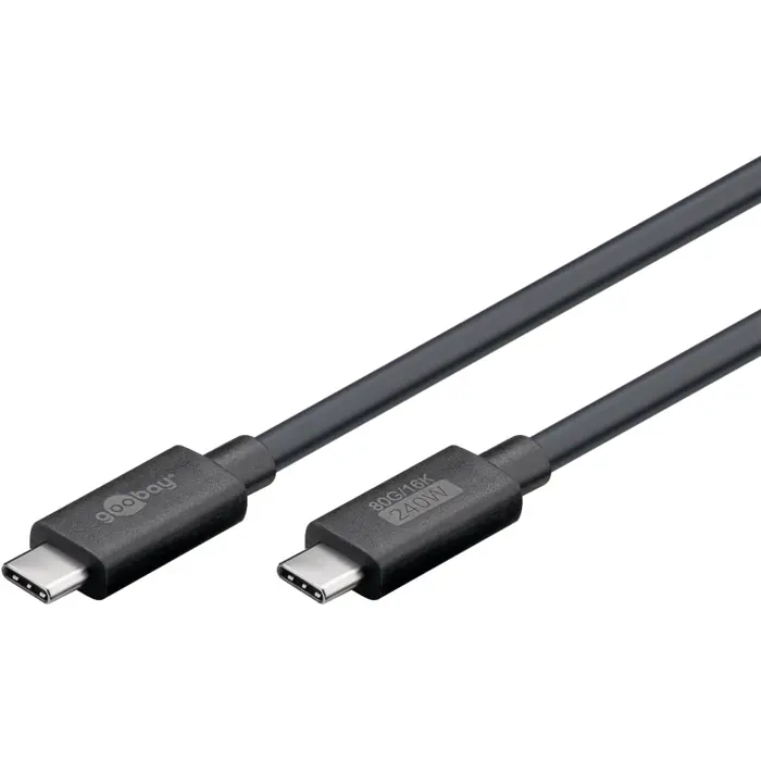 goobay USB4 Version 2.0 cable, USB-C plug > USB-C plug, 80Gbit/s black, 1.2 meters, charging with up to 240 watts