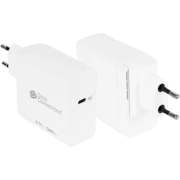 Good Connections USB quick charger 140 watts, 1 port (white, GaN technology, PD 3.1, QC 5, PPS)