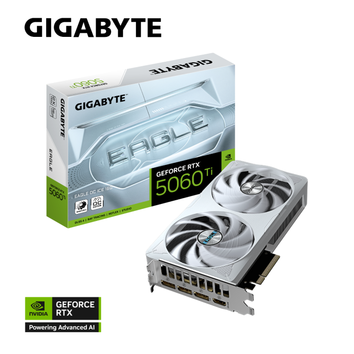 Grafična kartica GIGABYTE GeForce RTX 5060 Ti Eagle OC ICE 16G, 16GB GDDR7, PCI-E 5.0