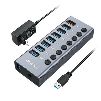 Graugear 7-Port USB-A 3.0 HUB + 1x charging port G-HUB71-A
