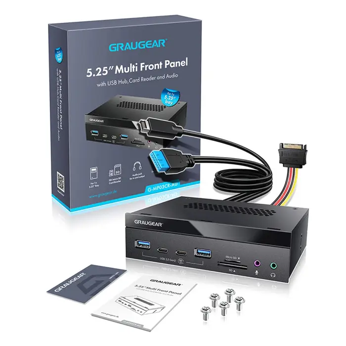 Graugear Multi Frontblende mit USB HUB und Kartenleser-G-MP03-CR-AU