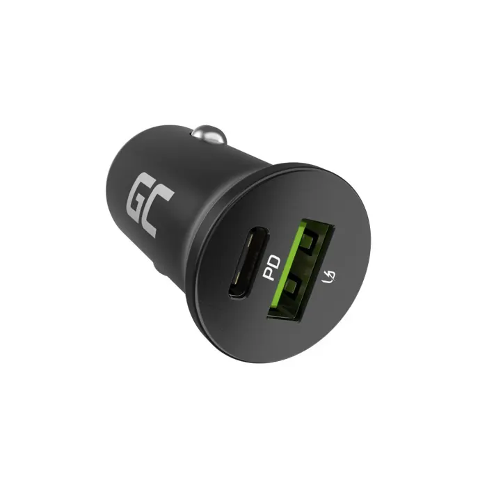 Green Cell GC CADM-GC-38AC - USB-Ladegeraet 38 W 1x USB-C USB-A schwarz Flashlight, GPS, Headphones, Mobile phone, Navigator, Other, Portable speaker, Power bank, Smartphone, Smartwatch, Tablet, Unive