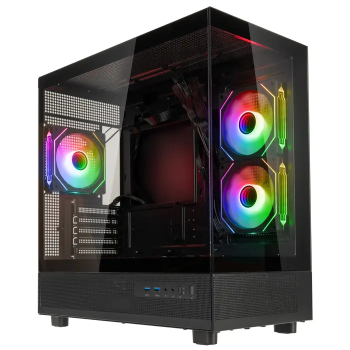 GSI SmartAssembly ARGB Glass Micro-ATX Case - 650W Bronze-GSI M-ATX G650B