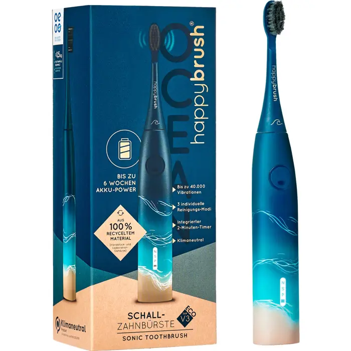 happybrush Starter Kit Schall Eco VIBE 3 Ocean, electric toothbrush (blue/beige)