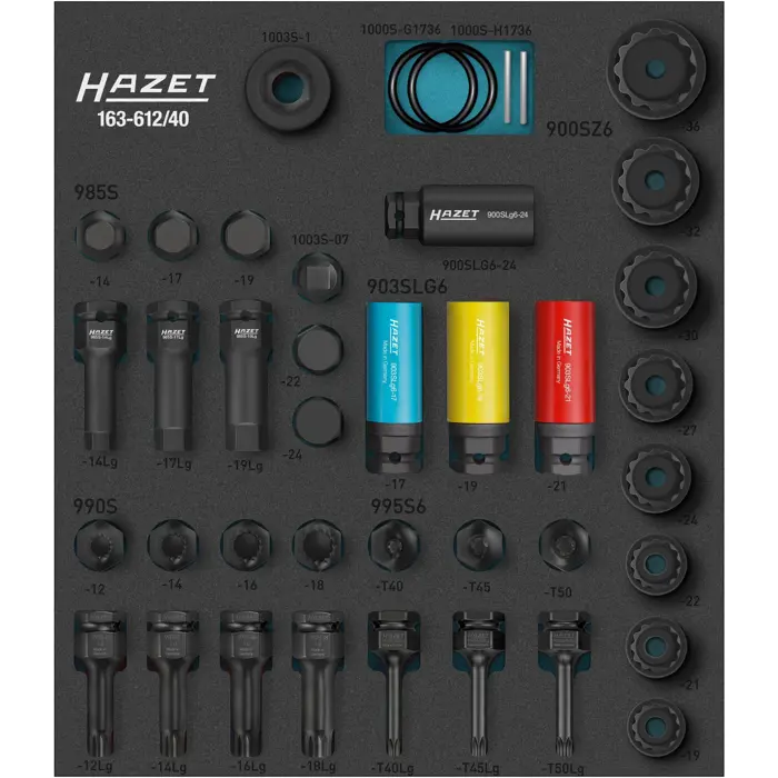 Hazet impact machine screwdriver socket set 163-612/40, size 2/3+ 40 pieces