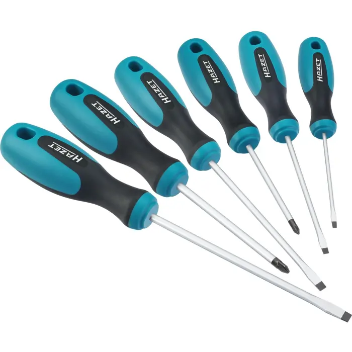 Hazet screwdriver set 810/6PZ, 6-piece blue/black, non-slip HAZET 3-component handle