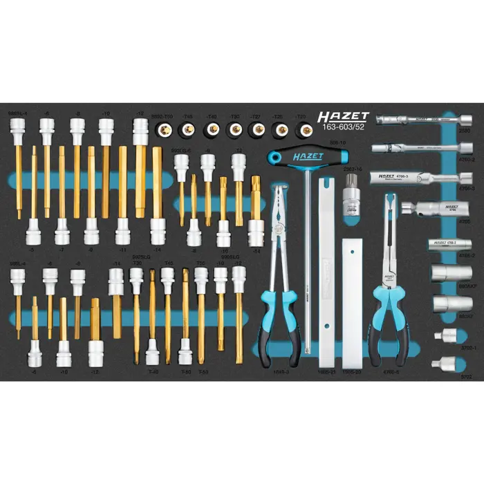 Hazet screwdriver socket set 163-603/52, size 4/3+, 52-piece tool set, metric and imperial dimensions