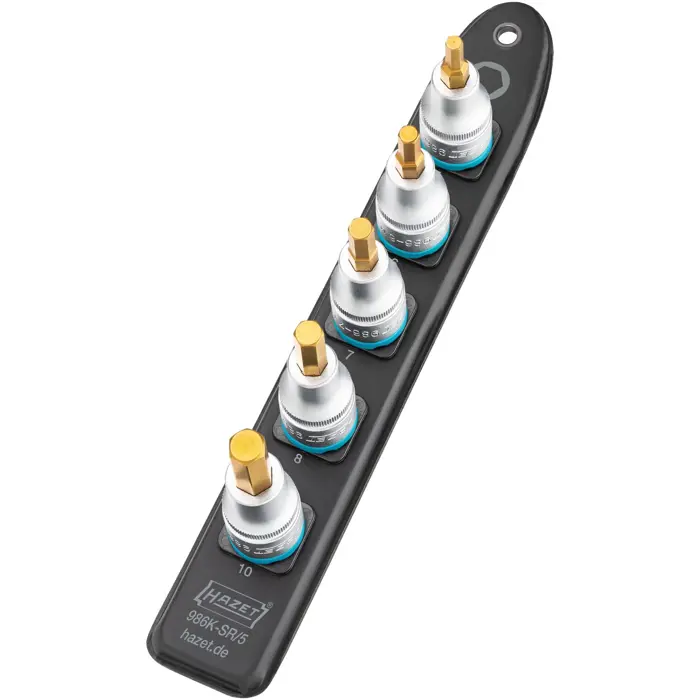 Hazet SmartRail 1/2 socket wrench set, hexagon socket, 5 pieces (black, 5mm - 10mm, short)