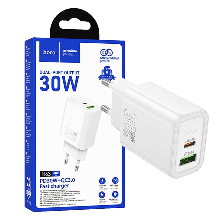 hoco. Punjač kućni, brzi, PD30W + QC3.0 - N63 Gentle