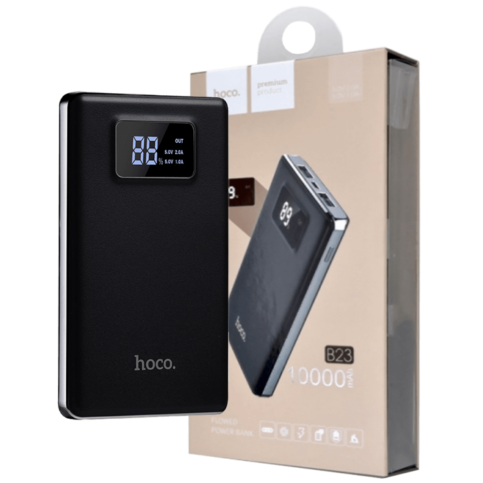 hoco. Punjač prijenosni za mobitele, 10000 mAh, 1 A/2.0 A, display - B23 Flowed Power Bank