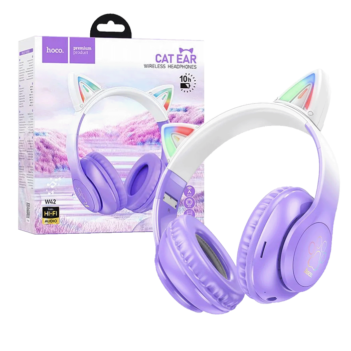 hoco. Slušalice bežične sa mikrofonom, Bluetooth - W42 Cat Ears, Purple Grape