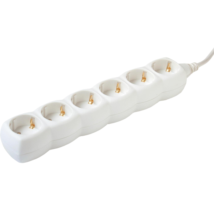 home Produžni kabel, 6 utičnica, 1.0mm², 1,5 met, bijeli - NV 06/WH