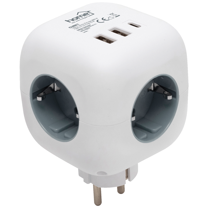 home Strujni razdjeljnik sa 3 utičnice,  3 x USB, kocka - CUBE1