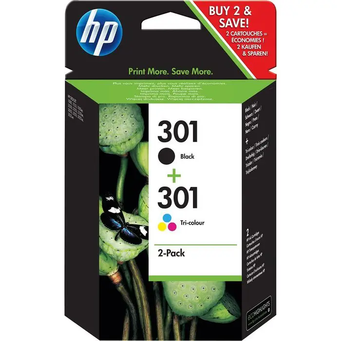 HP No.301 2-pack black + cyan / magenta / yellow N9J72AE