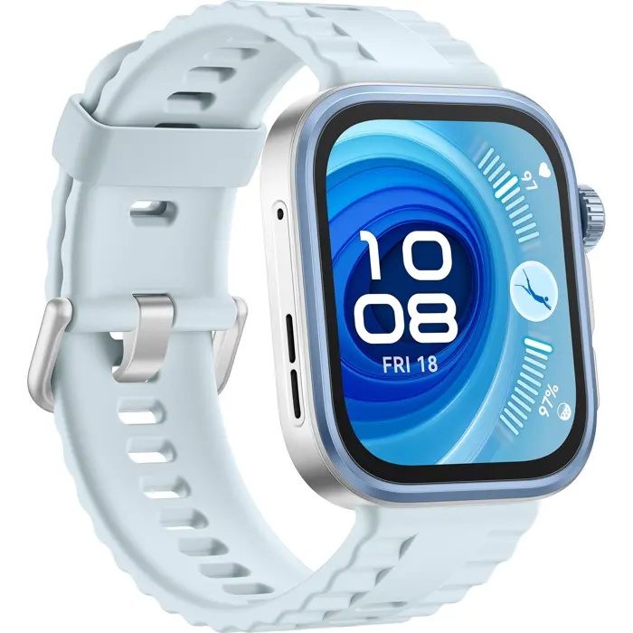 Huawei Watch Fit 4 Pro (Seiya-B29F), Smartwatch silver, blue fluoroelastomer strap